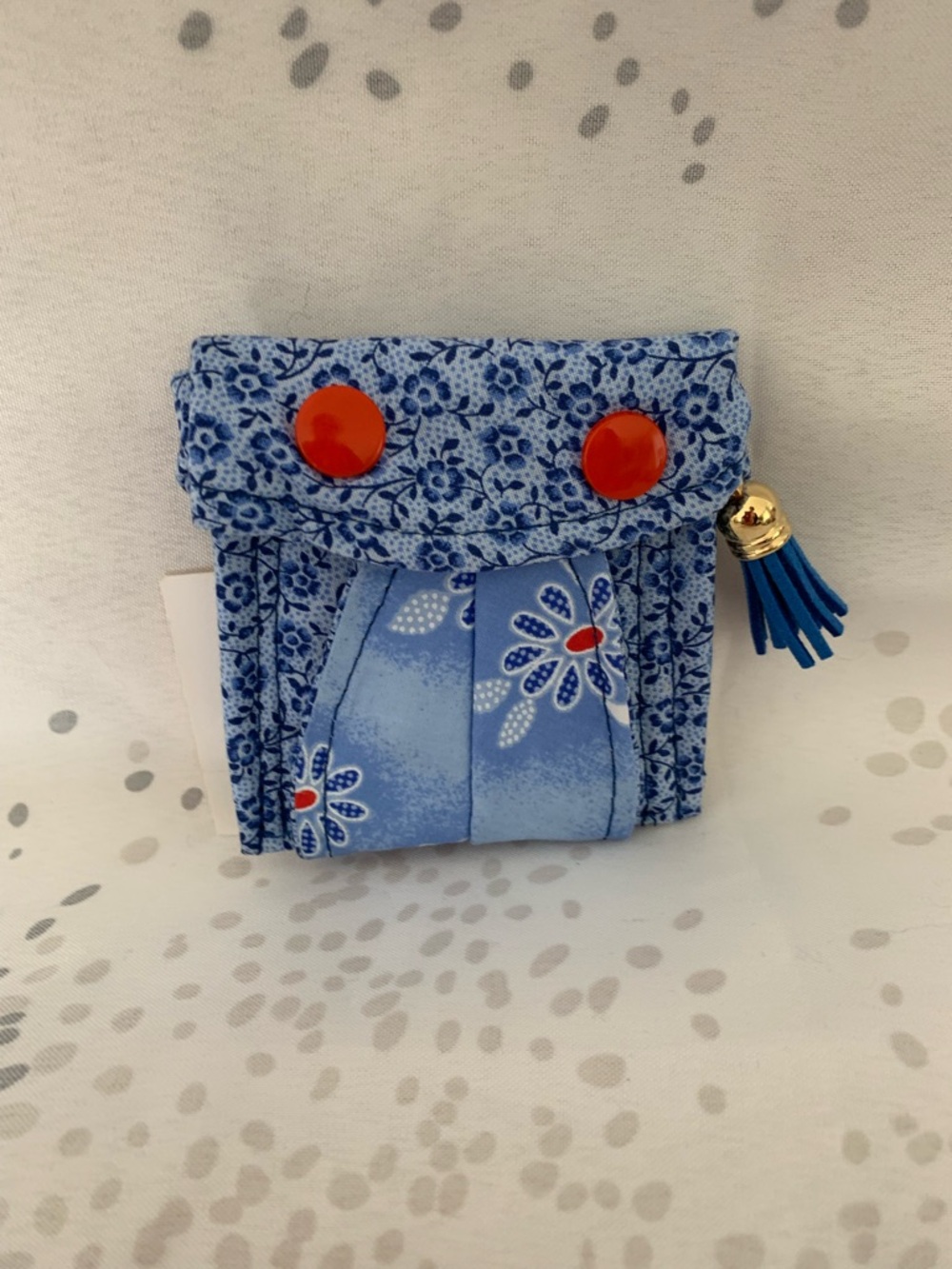 PatBen Decor , NWT handmade  fabric Fold over 3 compartments Coin mini wallet
